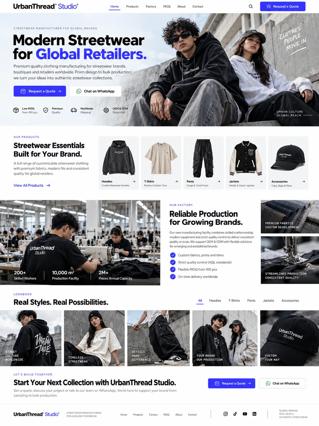 UrbanThread Studio streetwear website concept